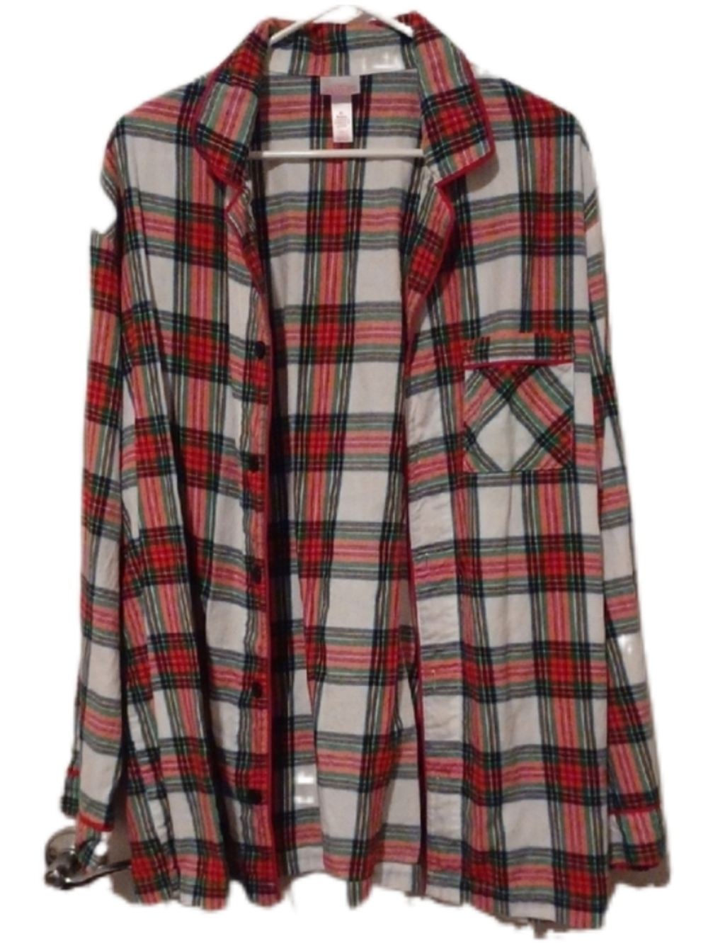 -- Wondershop Plaid Button-Up Sleepwear Top in Red and Green Mem's XLarge Cotton